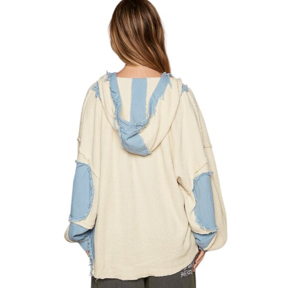 POL JACKET 100% COTTON Cream & Denim NEW 1 LG LEFT! - Picture 4 of 11